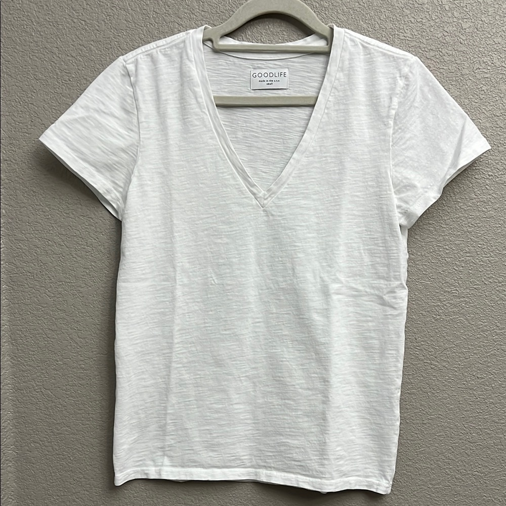 GOODLIFE Women’s V-Neck White Short Sleeve T-Shirt Size Small